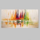 VISUAL STARAbstract Boat on Sea Handmade Painting Modern Landscape Wall Art Ready to Hang