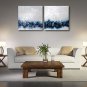 Ready to Hang Hand-Painted Oil Painting on Canvas Wall Art Abstract Contempory Blue White Abstract