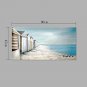 IARTS Hand Painted Modern Abstract Little Lighter Blue Beach Hut On Canvas with Stretched Frame W