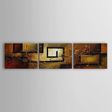 Hand-Painted Abstract Horizontal Panoramic Three Panels Canvas Oil Painting For Home Decoration