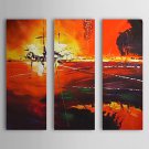 Hand-Painted Abstract / Abstract Landscape Three Panels Canvas Oil Painting For Home Decoration