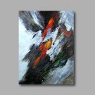 Ready to hang Stretched Hand-Painted Oil Painting on Canvas Wall Art Abstract Contempory Black Red