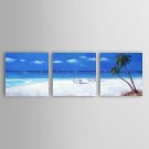 Stretched Frame Hand-Painted Oil Painting on Canvas Wall Art Modern Blue Seascape Home Deco 3 Pane