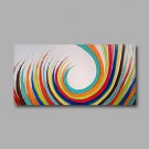 Stretched (Ready to hang) Hand-Painted Oil Painting 100cmx50cm Canvas Wall Art Modern Abstract Blu