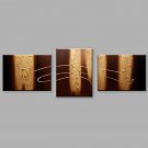 IARTS Oil Painting Modern Abstract Golden Texture Set of 3 Art Acrylic Canvas Wall Art For Home De