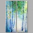 IARTS Hand Painted Abstract Oil Painting Spring Woods Set of 2 with Stretched Frame Handmade Oil P