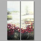IARTS Hand Painted Abstract Oil Painting Blossom Wild Flowers Set of 2 with Stretched Frame Handma