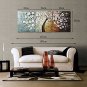 Ready to Hang Stretched Hand-painted Oil Painting 60"x24" Three Panels Canvas Wall Art White Bloss