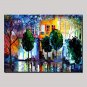 Hand-Painted  Silent Nite Abstract Landscape Modern Oil Painting , Canvas One Panel With Frame Rea