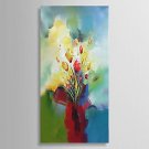 Ready to hang Stretched Hand-Painted Knife Flower Oil Painting Canvas corridor Decor Wall Art