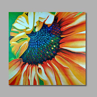 Ready to Hang Stretched Hand-Painted Oil Painting Canvas Wall Art Pop Art Yellow Sunflowers One Pa