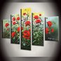 Hand-Painted Abstract Floral/Botanical Any Shape,Modern Pastoral Five Panels Canvas Oil Painting F