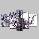 Hand-Painted Wall Art Religion Buddha Oil Painting on Canvas Green 5pcs/set No Frame