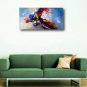 Ready to hang Stretched Hand-Painted Oil Painting Canvas 40"x20" Wall Art Abstract Yellow Red Lig