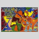Abstract Style Canvas Material Oil Paintings with Stretched Frame Ready To Hang Size 70*70 CM