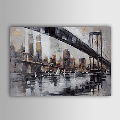 Hand-Painted Abstract Abstract Landscape Horizontal,Traditional Classic One Panel Canvas Oil Paint