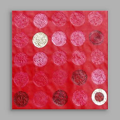 IARTSHand Painted Modern Abstract Red Color Round  Wall Art For Home Decor Stretchered Ready To Ha