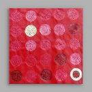 IARTSHand Painted Modern Abstract Red Color Round  Wall Art For Home Decor Stretchered Ready To Ha