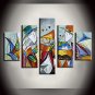 Hand-Painted Abstract Landscape Fantasy Abstract Landscape Any Shape,Modern Five Panels Canvas Oil