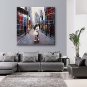 Hand Painted Abstract Street Landscape Oil Painting with Stretched Framed Ready to Hang