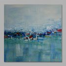 IARTS Abstract Landscape Oil Painting Blue Artwork Canvas  Poster Stretchered Ready to Hang