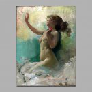 Nude Lady Siting On Cloud Grey Color Decorative Painting Canvas With Frame