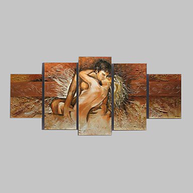 100% Hand-painted Nude Body Made Lovers Romantic Love Story Abstract Oil Painting on Canvas 5pcs/s