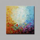 Hand-Painted Abstract Floral/Botanical Square,Modern Classic One Panel Canvas Oil Painting For Hom