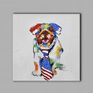 Hand-Painted Abstract Animal Square Modern One Panel Canvas Oil Painting For Home Decoration