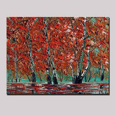 Hand-Painted Abstract Landscape Modern Red Tree Oil Painting On Canvas One Panel,Ready to hang