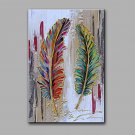 Hand-Painted Abstract Beautiful Feather Modern One Panel Canvas Oil Painting For Home Decoration