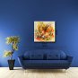 Hand-Painted Abstract Floral/Botanical Square,Classic Modern One Panel Canvas Oil Painting For Hom