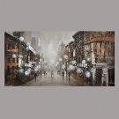 Hand-Painted City Street Abstract Landscape HorizontalModern European Style One Panel Oil Painting