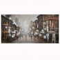 Hand-Painted City Street Abstract Landscape HorizontalModern European Style One Panel Oil Painting