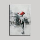 Hand Painted Oil Paintings Modern Abstract Figure with Red Umbrella for Wall Decoration Unformed F