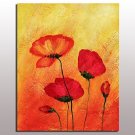 Popular red flower art painting home decoration red color flower oil painting on canvas simple abs