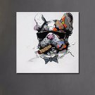 Modern Animal Oil Painting Cool Smoking Dog Pure Hand Painted Abstract Dog Canvas Painting Ready M