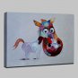 Hand-Painted Abstract Lovely Animal Modern Burro Oil Painting , Canvas One Panel Ready to Hang