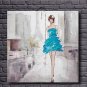 High Skill Artist Hand Painted Oil Painting Art Sexy Lady with Blue Dress Unformed Decoartion Canv
