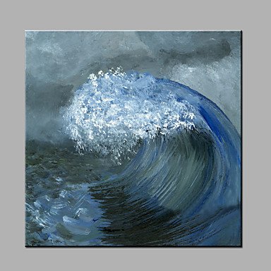Hand-Painted The Waves Modern One Panel Canvas Oil Painting For Home Decoration