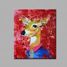 Single Modern Abstract Pure Hand Draw Ready To Hang Decorative  The  Animal Oil Painting