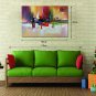 Ready to hang Stretched Hand-Painted Oil Painting on Canvas Wall Art Abstract Contempory Vivid Col