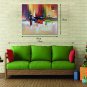 Ready to hang Stretched Hand-Painted Oil Painting on Canvas Wall Art Abstract Contempory Vivid Col