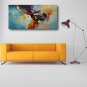 Ready to hang Stretched Hand-Painted Oil Painting Canvas 40"x20" Wall Art Abstract Orange Yellow
