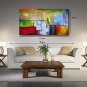 Ready to hang Stretched Hand-Painted Oil Painting on Canvas Wall Art Abstract Contempory Blue Gree