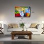 Ready to hang Stretched Hand-Painted Oil Painting on Canvas Wall Art Abstract Contempory Blue Gree