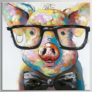 Hand-Painted Abstract / Animal 100% Hang-Painted Oil Painting,Modern / Classic One Panel Canvas Oi