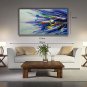 Ready to hang Stretched Hand-Painted Oil Painting on Canvas Wall Art Abstract Contempory Blue Gree