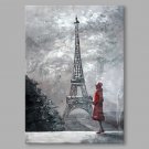 IARTS Hand Painted Oil Painting Modern A Girl Wonder in Eiffel Tower Abstract Art Acrylic Canvas W