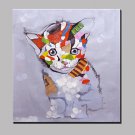 Large Hand-Painted Abstract Animal Modern Kitten Oil Painting On Canvas One Panel